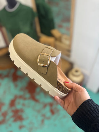 Taupe Platform Clogs
