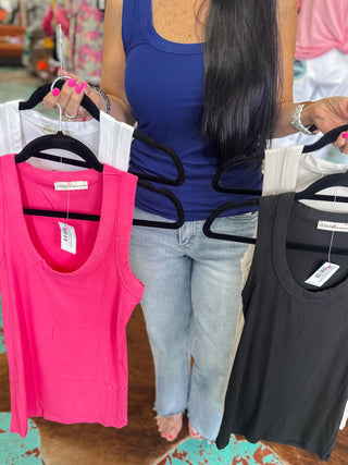 Ribbed Scoop Neck Tank Top
