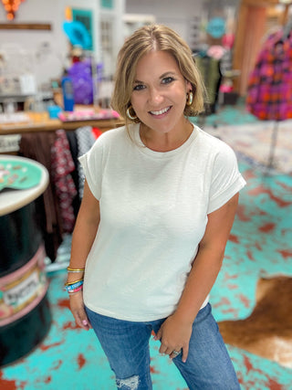 Cotton Slub Rolled Tee