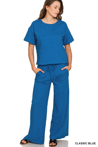 Cotton Slub Tee and Pant Set