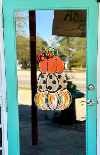 Triple Polka Dot Pumpkin Door Hanger