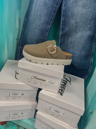 Taupe Platform Clogs