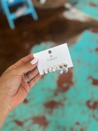 Blue and White Earrings Set