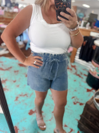 Washed Gauze Frayed Hem Shorts