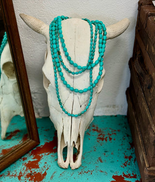 Western Turquoise Oval Bead Necklace