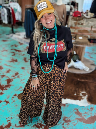 Leo Print Pleated Pants