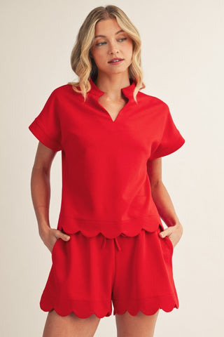 Scallop Hem Detail Top/Short Set