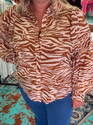 Zebra Collared Top