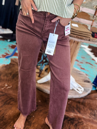 Mid Rise Ankle Wide Pants in Lurex Fabric