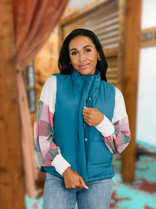 That's What I'm Talkin' About Puffer Vest in Teal