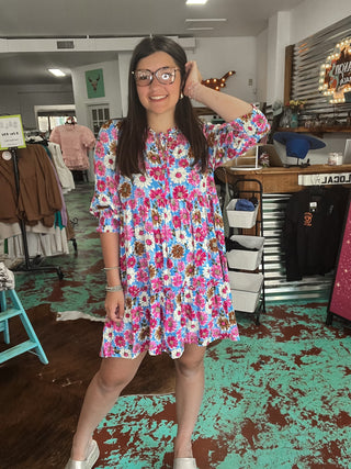 Blue Mix Floral Dress