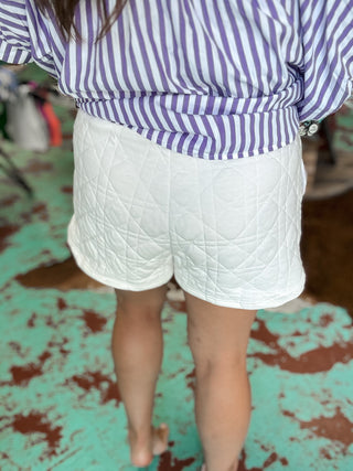 Quilted White Shorts