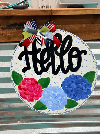 Hello with Hydrangeas Hanger