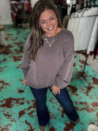 Striped Knit Sweatshirt