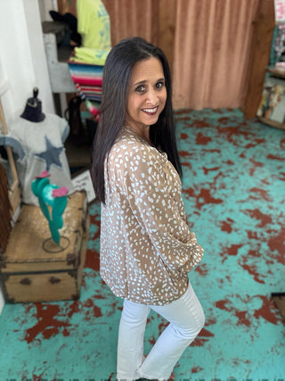 Spot Print Woven Top