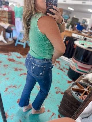 Washed Ribbed Tank Top