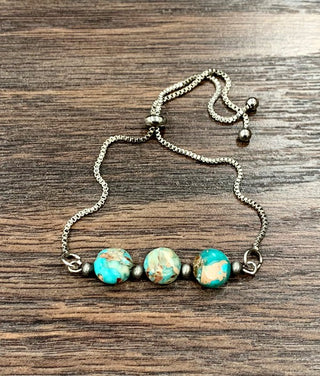 Round Gemstone Adjustable Bracelet