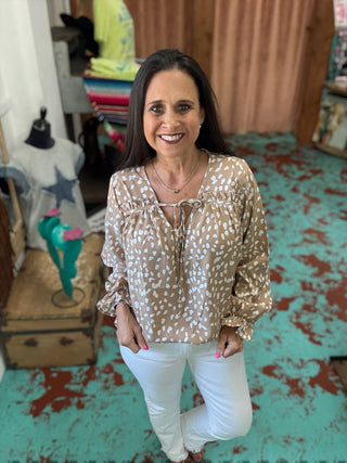Spot Print Woven Top
