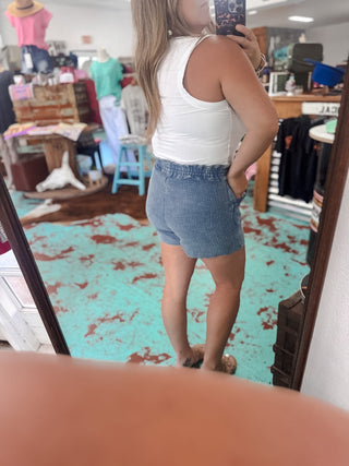 Washed Gauze Frayed Hem Shorts