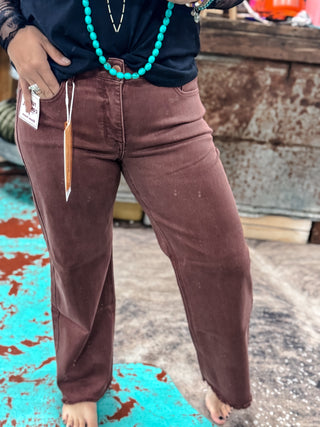 Mid Rise Ankle Wide Pants in Lurex Fabric