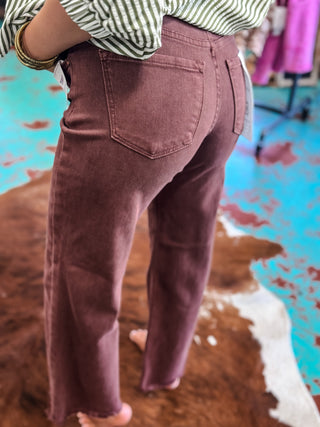 Mid Rise Ankle Wide Pants in Lurex Fabric