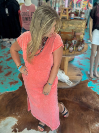 Mineral Wash Summer Maxi T-Shirt Dress