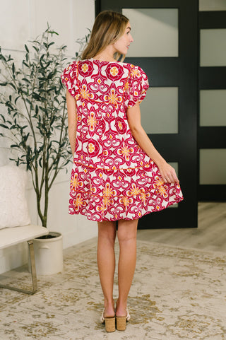 Don't You Go Away Balloon Sleeve Dress