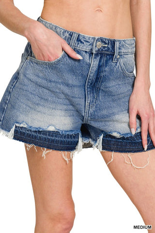 Distressed Double Hem Shorts