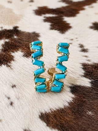 Turquoise Enamel Hoop Earrings