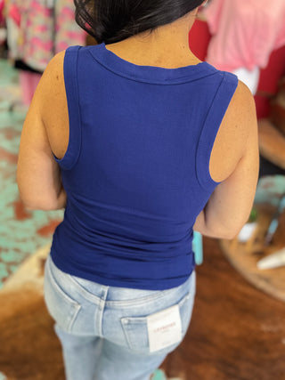 Ribbed Scoop Neck Tank Top