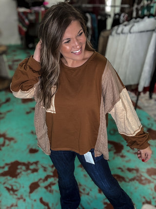 Cable Knit Combo Pocket Top