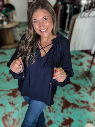 Midnight Vneck Blouse