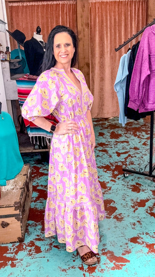 Midi Floral Lavendar Dress