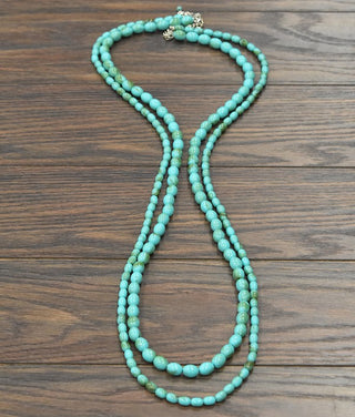 Western Turquoise Oval Bead Necklace