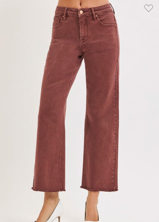 Mid Rise Ankle Wide Pants in Lurex Fabric