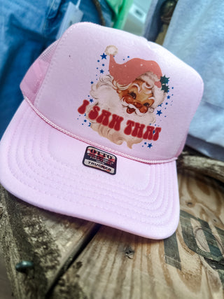 Pink Vintage Santa Trucker Hat