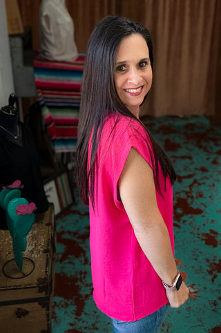 Solid Round Neck Sleeveless Top