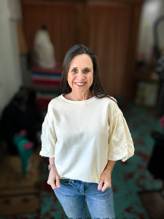 Tracy Texture Bubble Sleeve Top