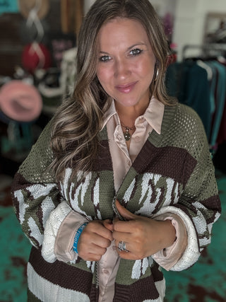 Multi Color Colorblock Sweater Cardigan