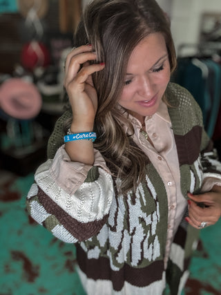 Multi Color Colorblock Sweater Cardigan