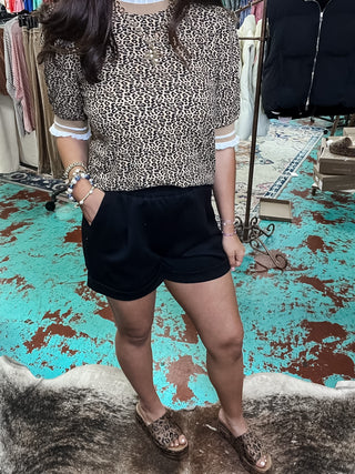 Leopard Print Ribbed Top