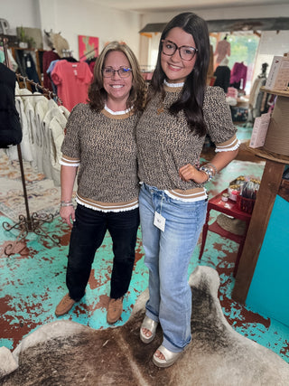 Leopard Print Ribbed Top