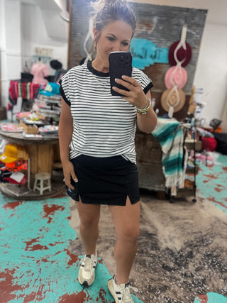 Nautical Cap Sleeve Striped Top