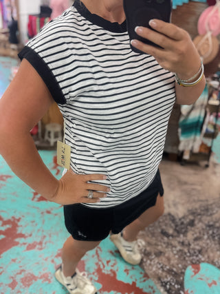 Nautical Cap Sleeve Striped Top
