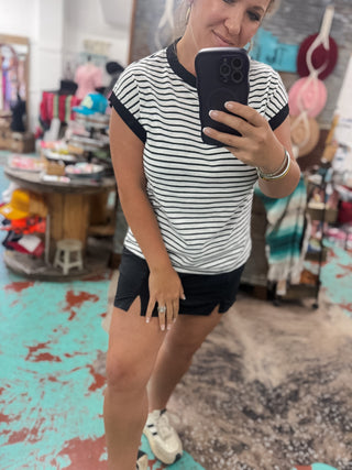 Nautical Cap Sleeve Striped Top
