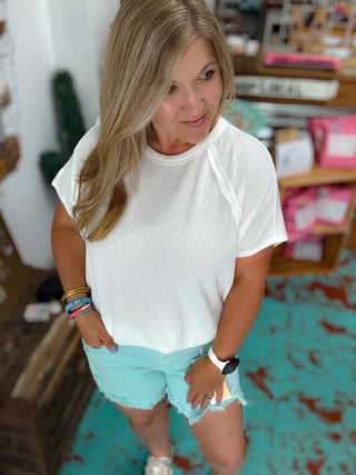 Poncho Ribbed Short Sleeve Top