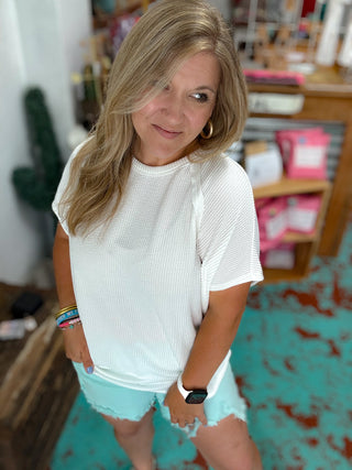 Poncho Ribbed Short Sleeve Top