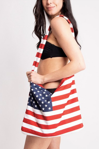 2 in 1 American Flag Tote Beach Towel