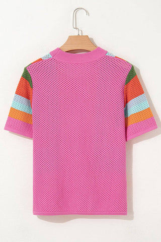 Colorblock Eyelet Summer Sweater T-Shirt