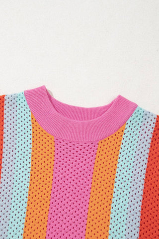 Colorblock Eyelet Summer Sweater T-Shirt